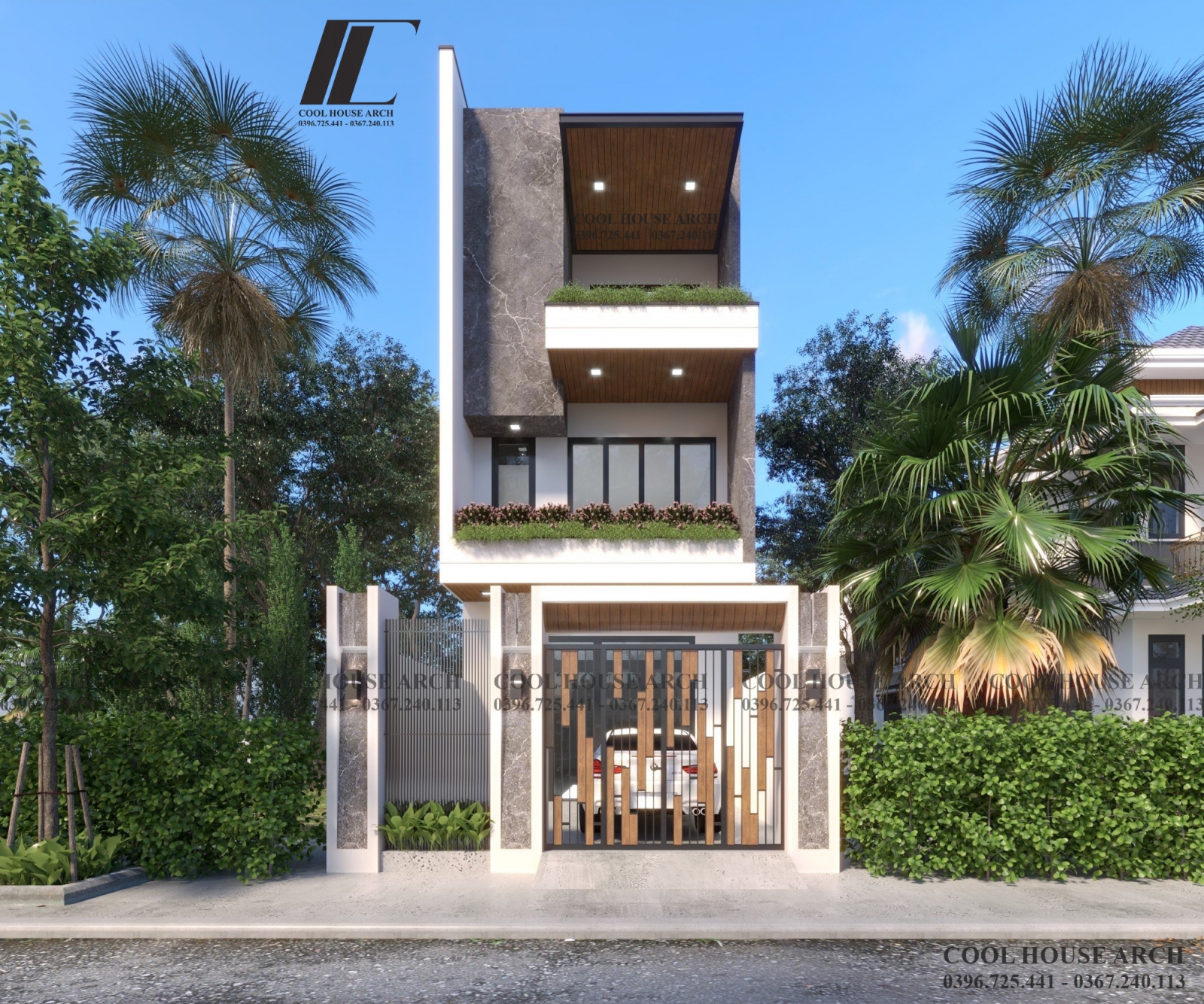 Mặt tiền Cường’s House – Nhà phố 3 tầng hiện đại tại Ngũ Hành Sơn do Cool House thiết kế