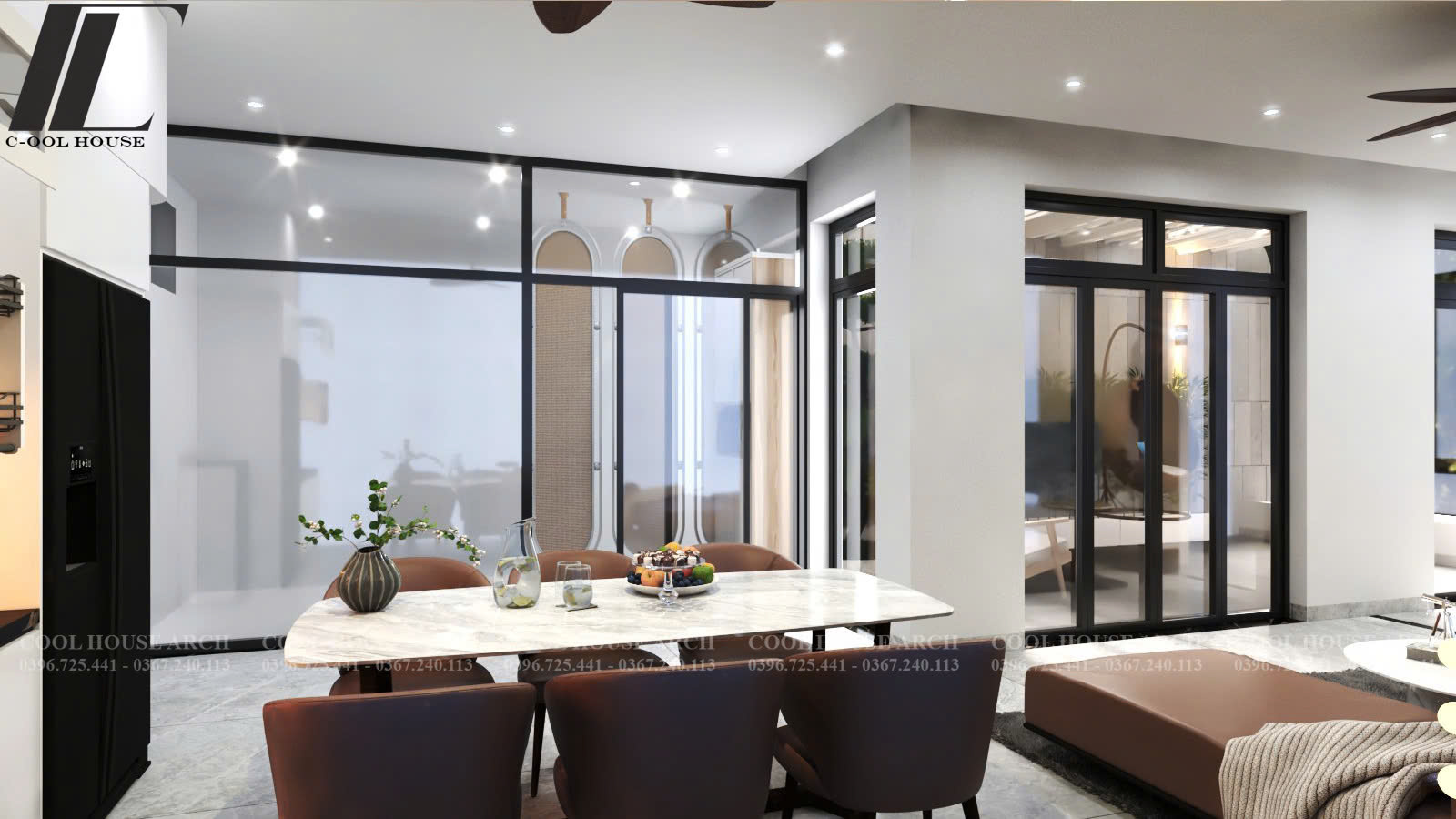 Phòng bếp mở liên thông phòng khách