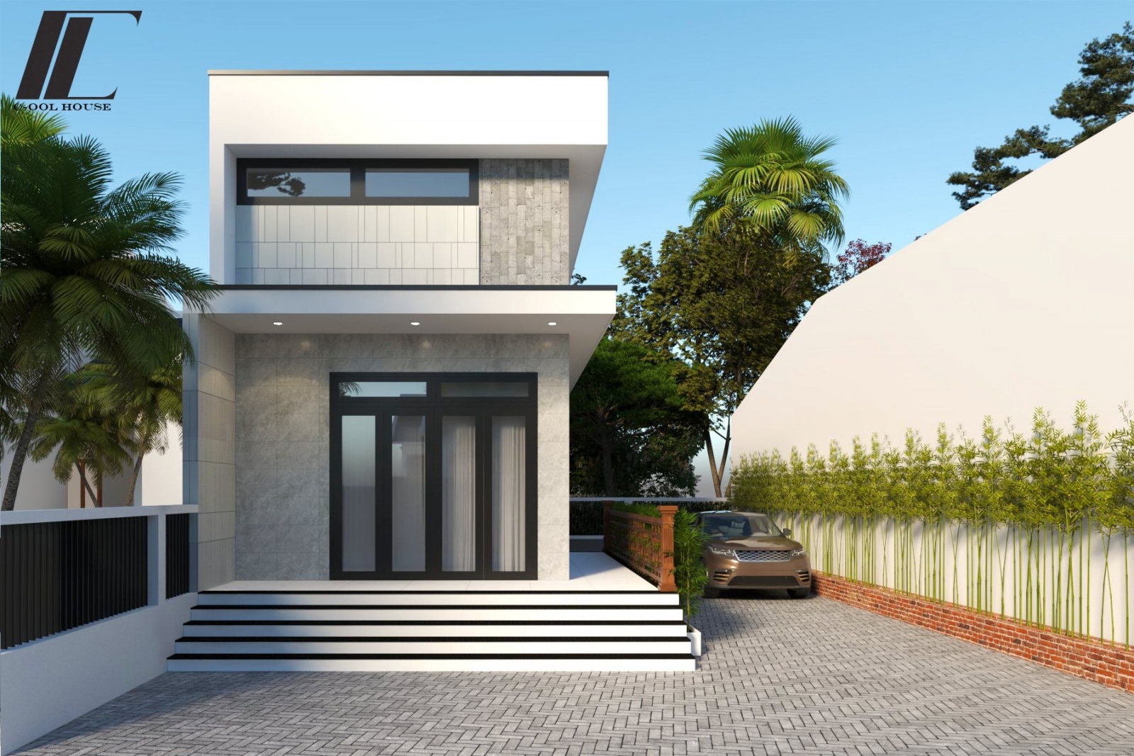 Mặt tiền nhà cấp 4 gác lửng hiện đại tại Quế Sơn thiết kế bởi Sas Solutions