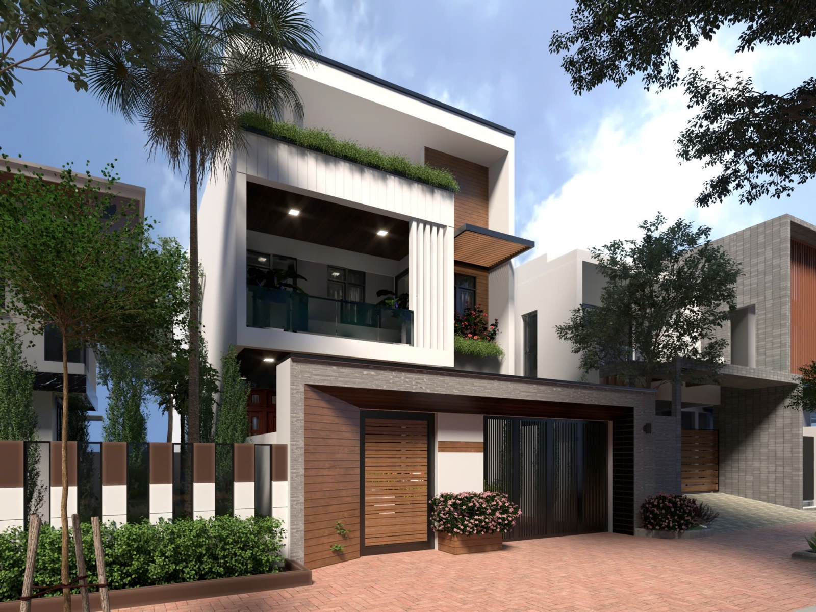 Góc phối cảnh tổng thể biệt thự 2