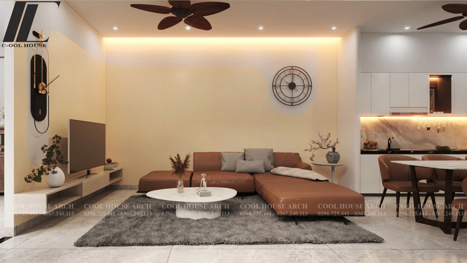 Phòng khách sáng thoáng phong cách hiện đại tối giản