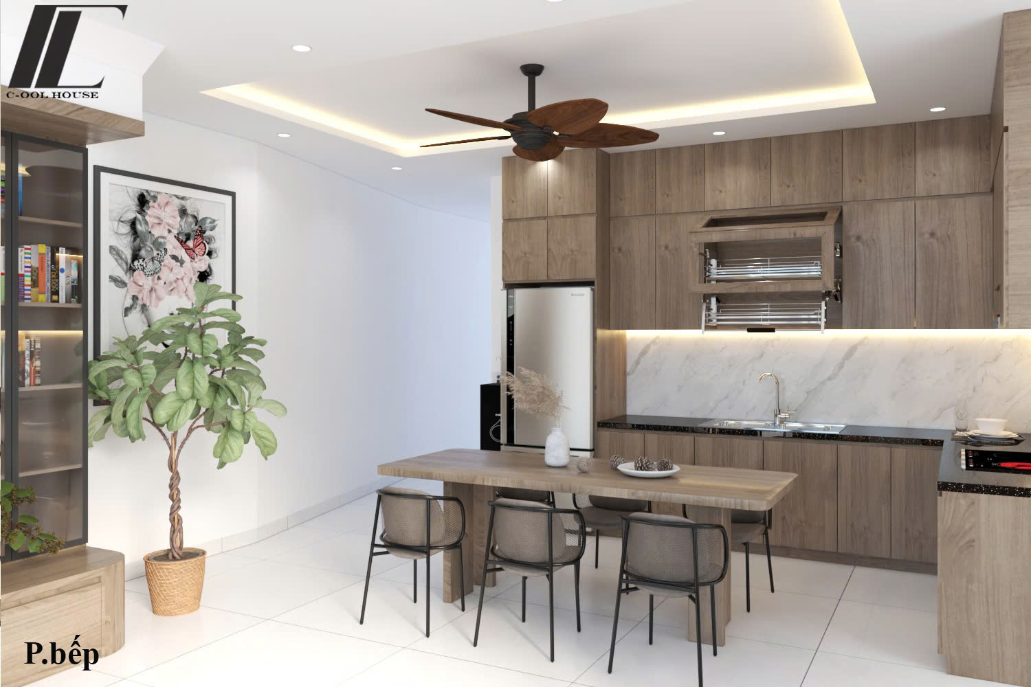 Thiết kế ánh sáng tự nhiên và vật liệu gỗ trong nhà cấp 4 gác lửng hiện đại