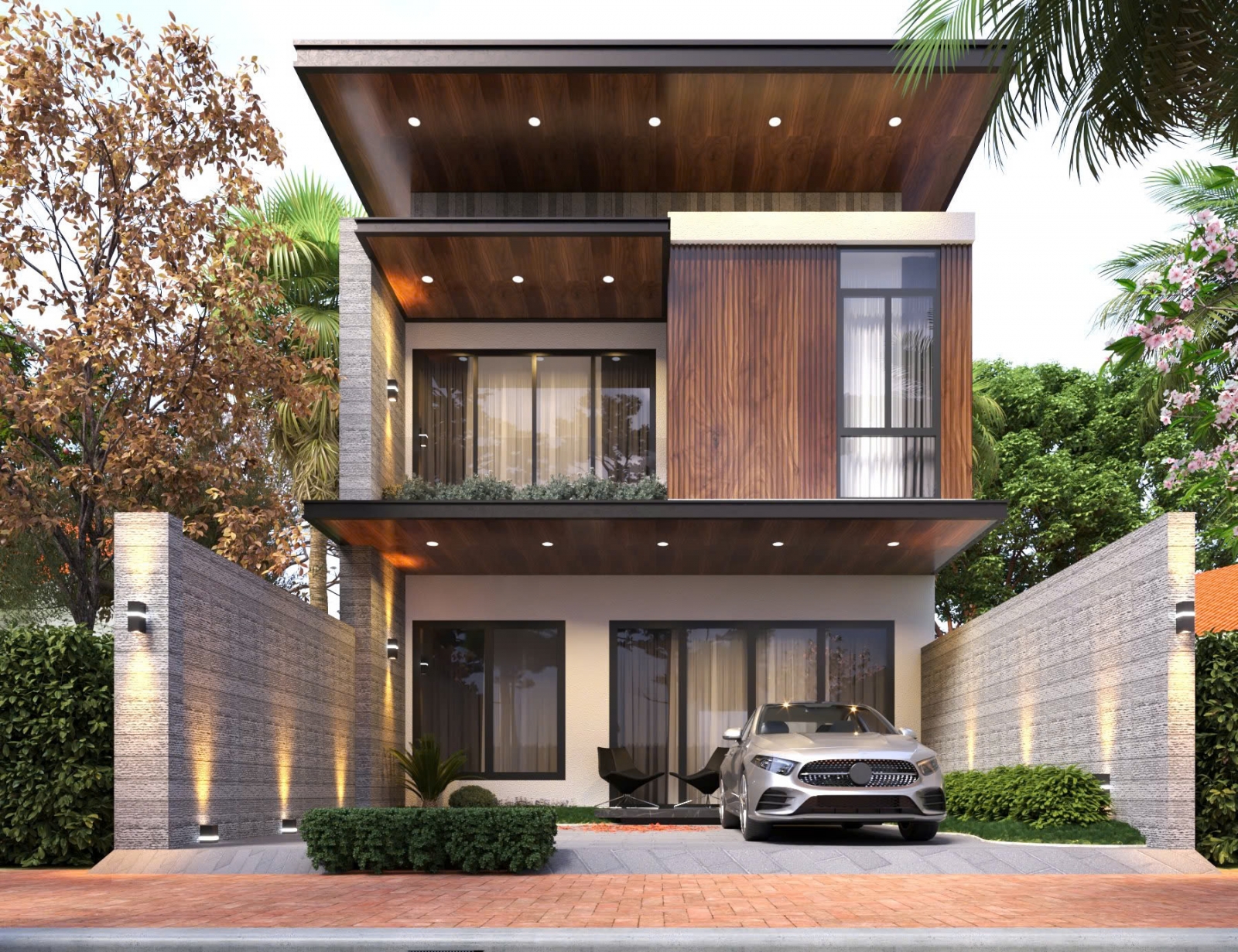 Thiết kế sân vườn biệt thự hiện đại Tiến’House Villa tại Đồng Hới – Cool House